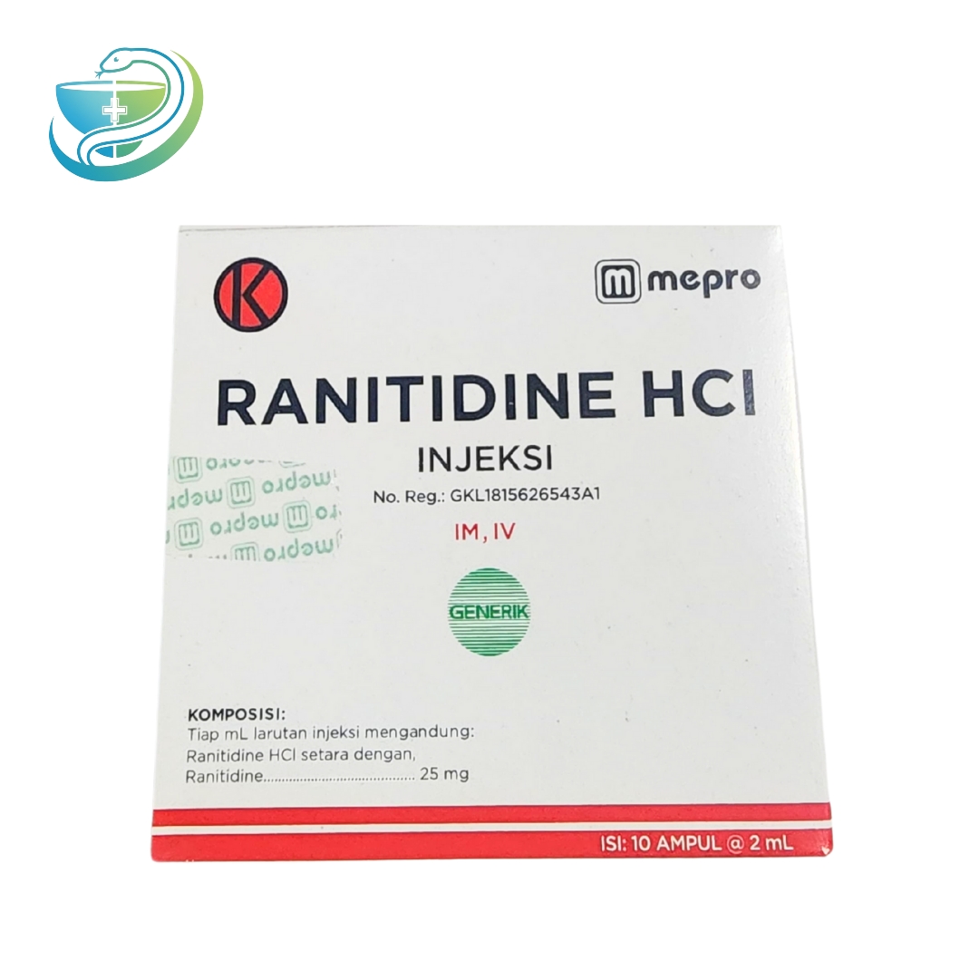 Ranitidine HCl Injeksi 25 mg/mL Mepro – 10 ampul @2 mL obat generik asam lambung