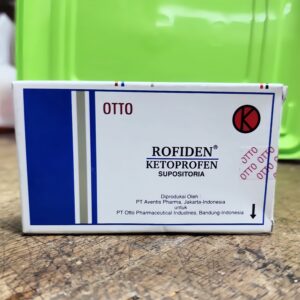 Kotak obat Rofiden Suppositoria Ketoprofen produksi Otto Pharmaceutical Industries, Bandung.